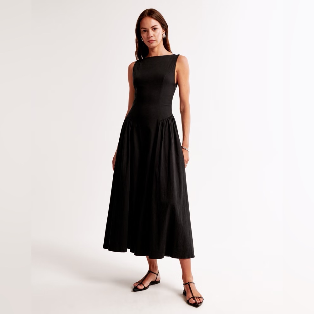 Abercrombie & Fitch Drop-Waist Midi Dress